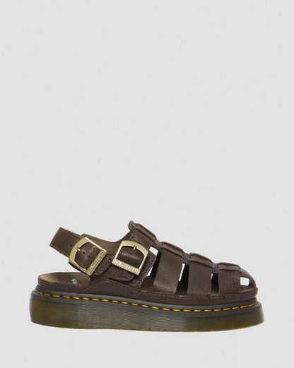 Dr Martens Wrenlie Grizzly Leather Fisherman Sandals - Dark Brown