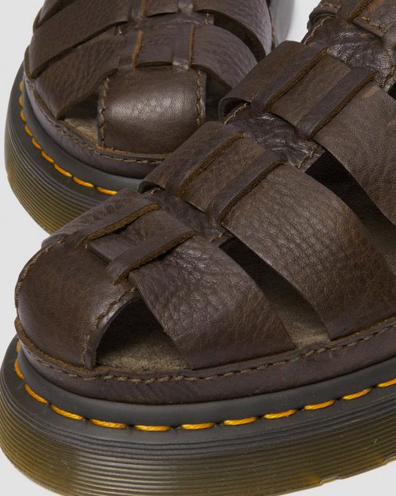 Dr Martens Wrenlie Grizzly Leather Fisherman Sandals - Dark Brown