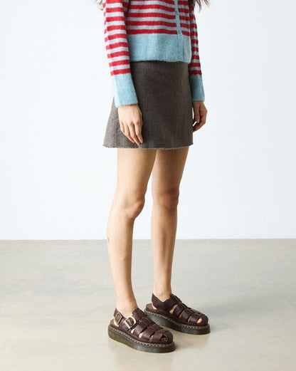 Dr Martens Wrenlie Grizzly Leather Fisherman Sandals - Dark Brown