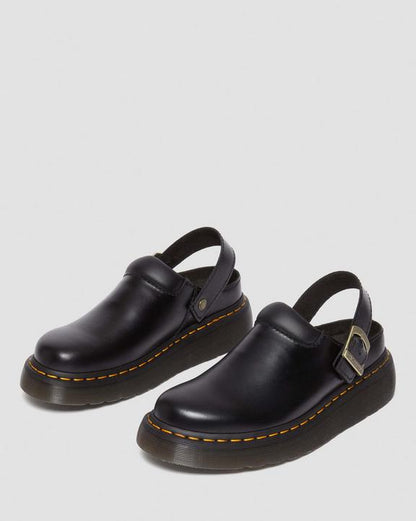 Dr Martens Laketen Atlas Leather Slingback Platform Mules - Black Atlas