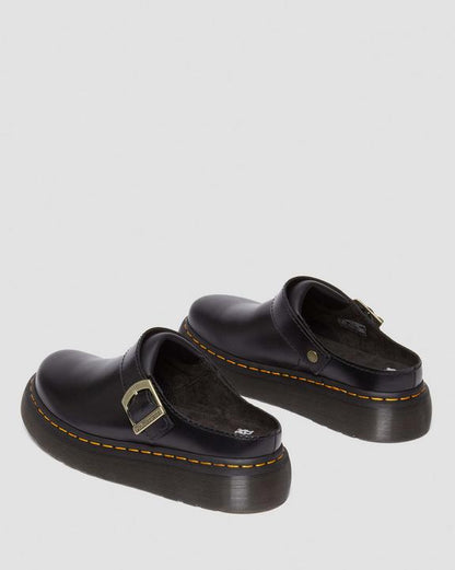 Dr Martens Laketen Atlas Leather Slingback Platform Mules - Black Atlas