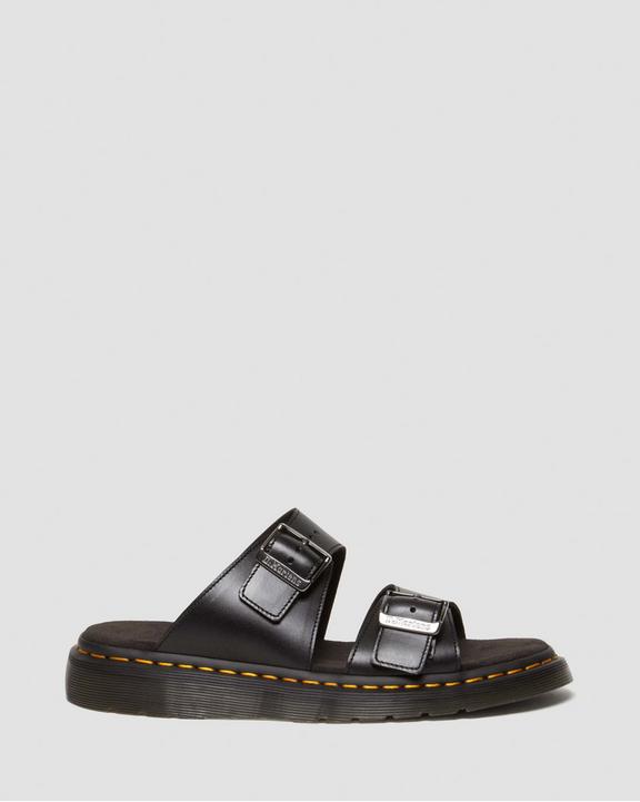 Dr Martens Josef Analine Leather Buckle Slide Sandals - Black