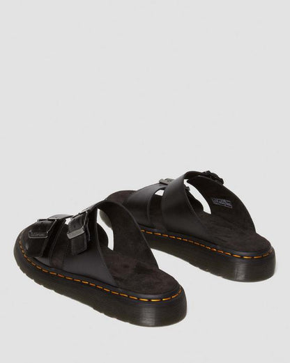 Dr Martens Josef Analine Leather Buckle Slide Sandals - Black