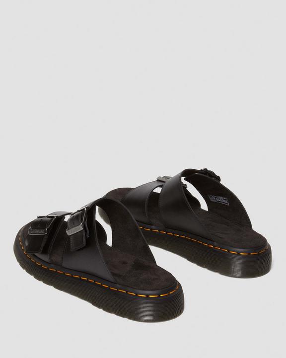 Dr Martens Josef Analine Leather Buckle Slide Sandals - Black