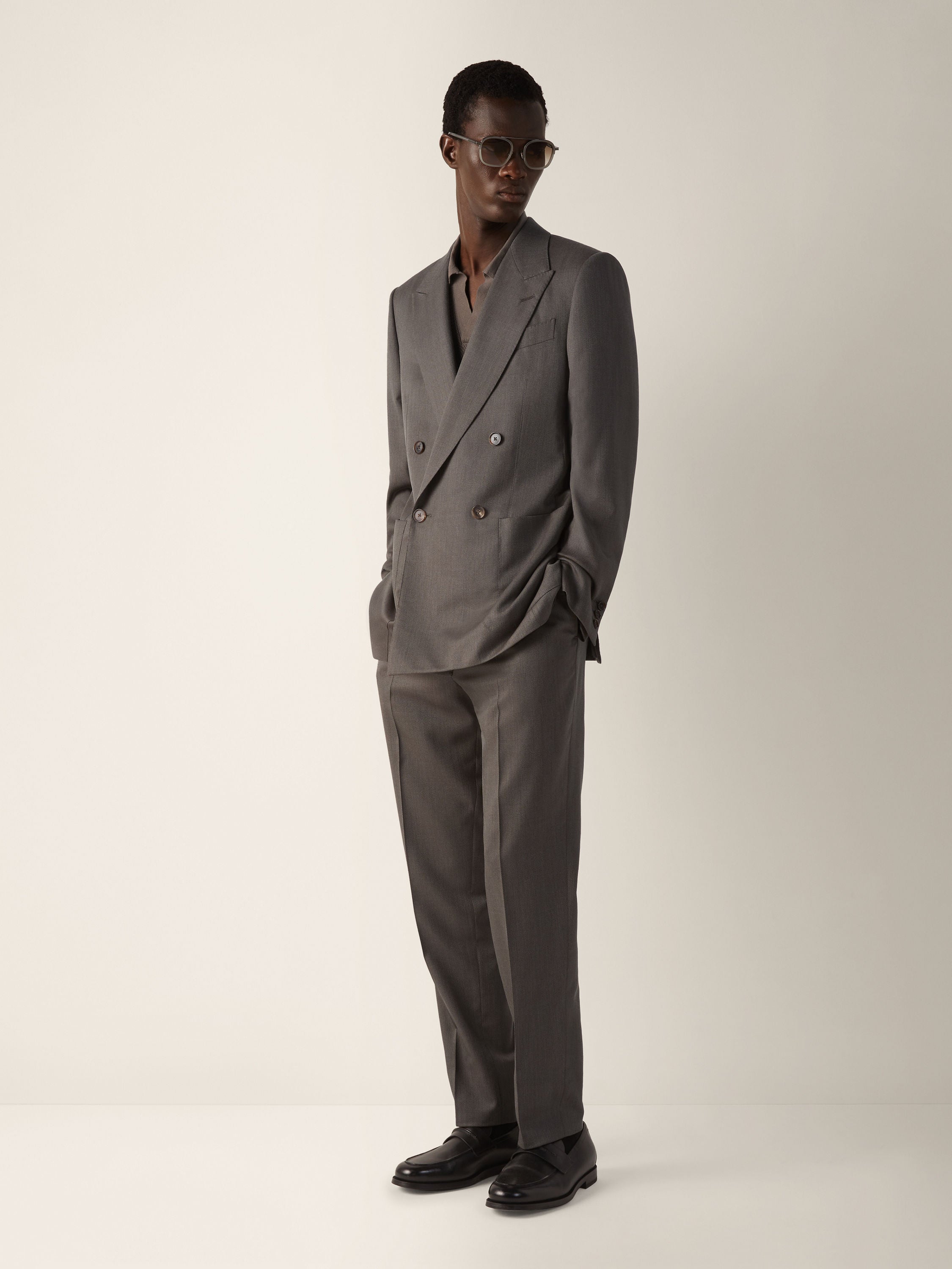 Zegna Dark Taupe 15Milmil15 Wool And Silk Jacket