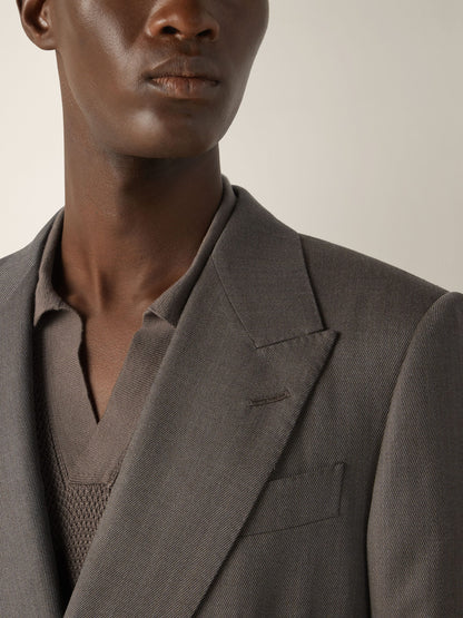 Zegna Dark Taupe 15Milmil15 Wool And Silk Jacket