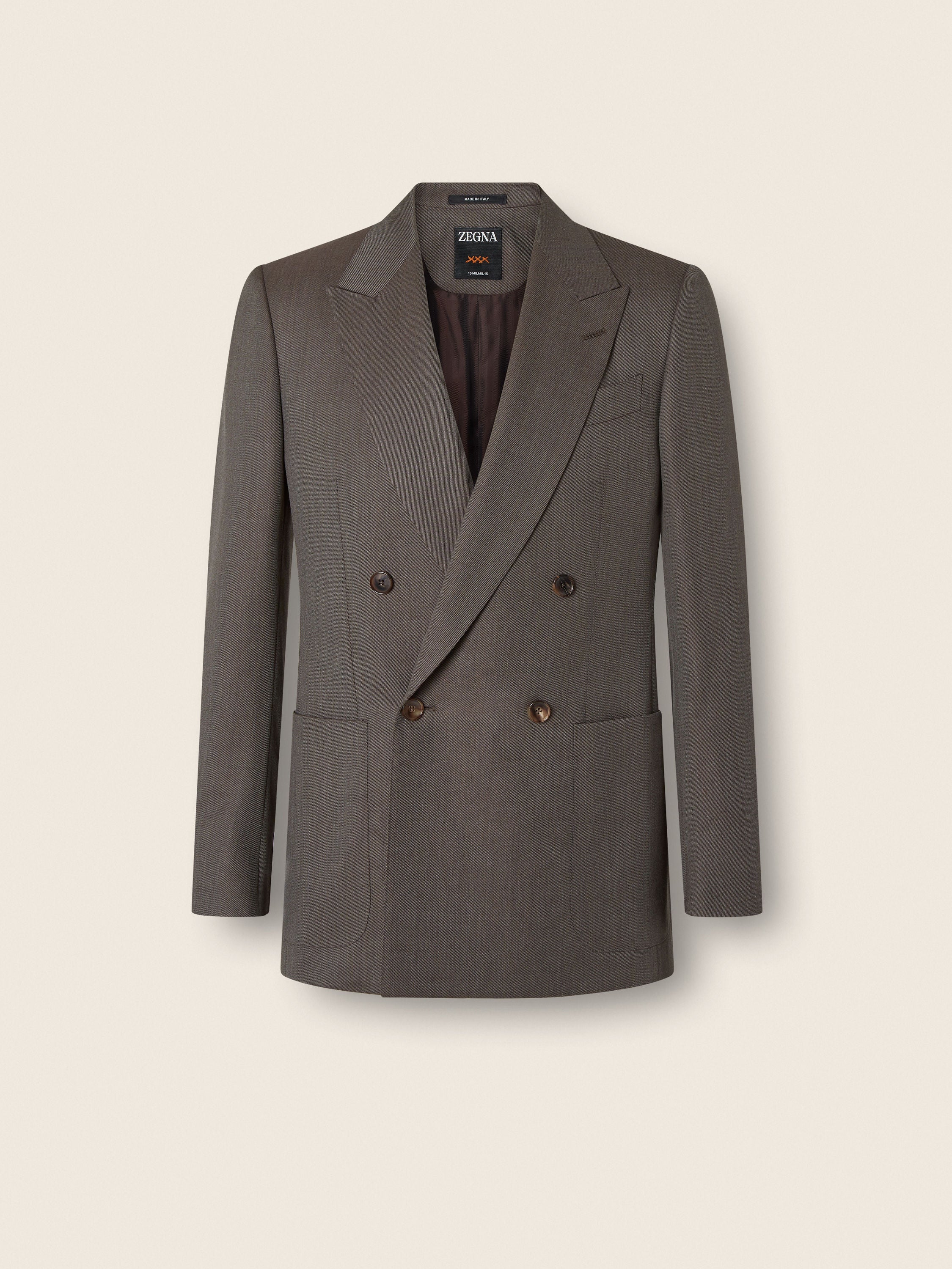 Zegna Dark Taupe 15Milmil15 Wool And Silk Jacket