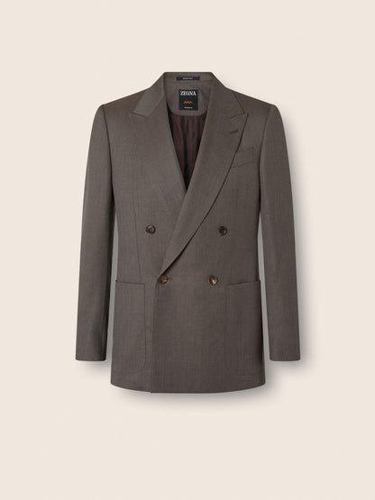 Zegna Dark Taupe 15Milmil15 Wool And Silk Jacket