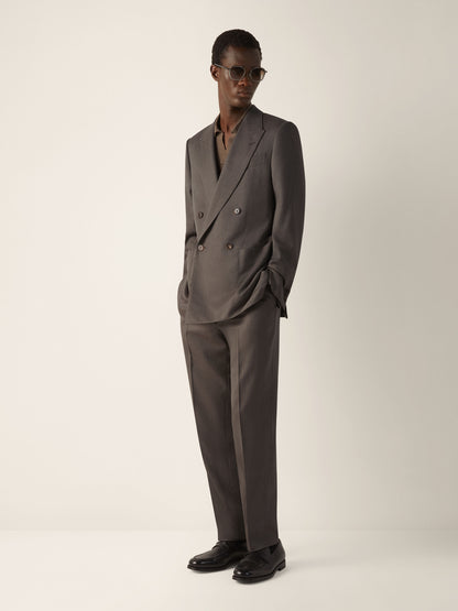 Zegna Dark Taupe 15Milmil15 Wool And Silk Pants