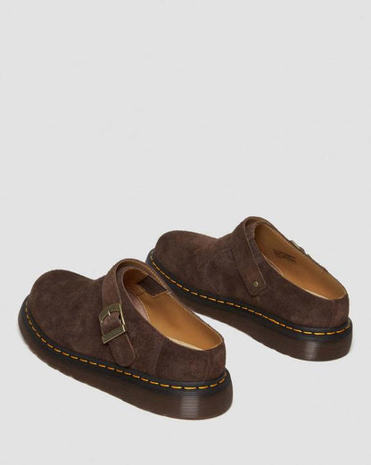 Dr. Martens Isham Desert Oasis Suede Mules Dark Brown - Womens