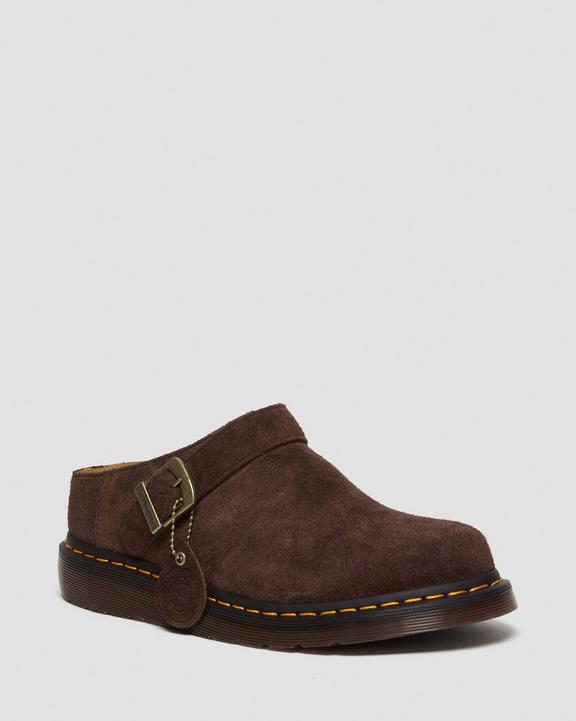 Dr. Martens Isham Desert Oasis Suede Mules Dark Brown - Womens