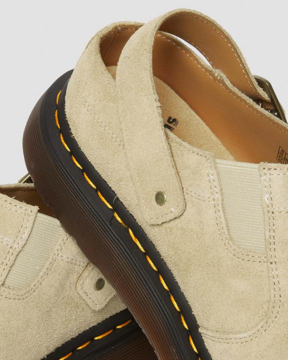 Dr. Martens Isham Desert Oasis Suede Mules Parchment Beige - Womens