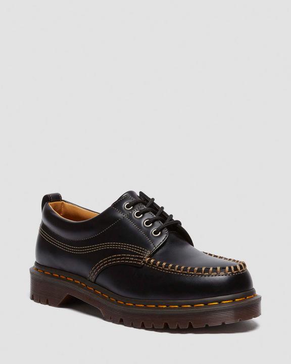 Dr. Martens Lowell Leather Moc Toe Shoes Black - Womens