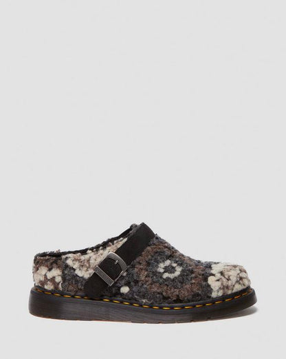 Dr. Martens Isham Crochet Wool Suede Mules Black - Mens