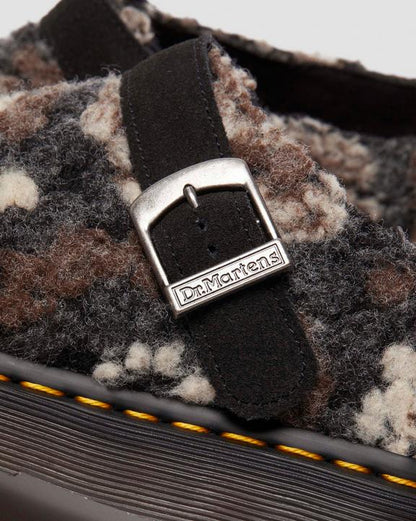 Dr. Martens Isham Crochet Wool Suede Mules Black - Mens