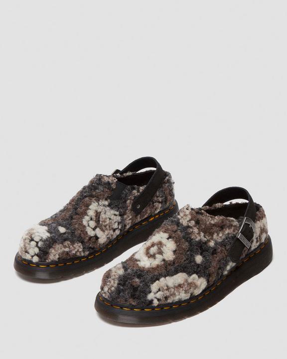 Dr. Martens Isham Crochet Wool Suede Mules Black - Mens