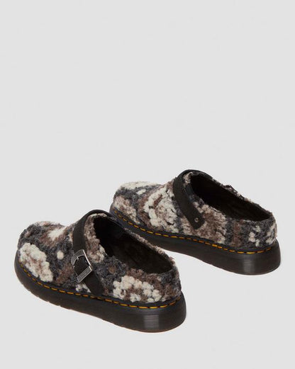 Dr. Martens Isham Crochet Wool Suede Mules Black - Mens