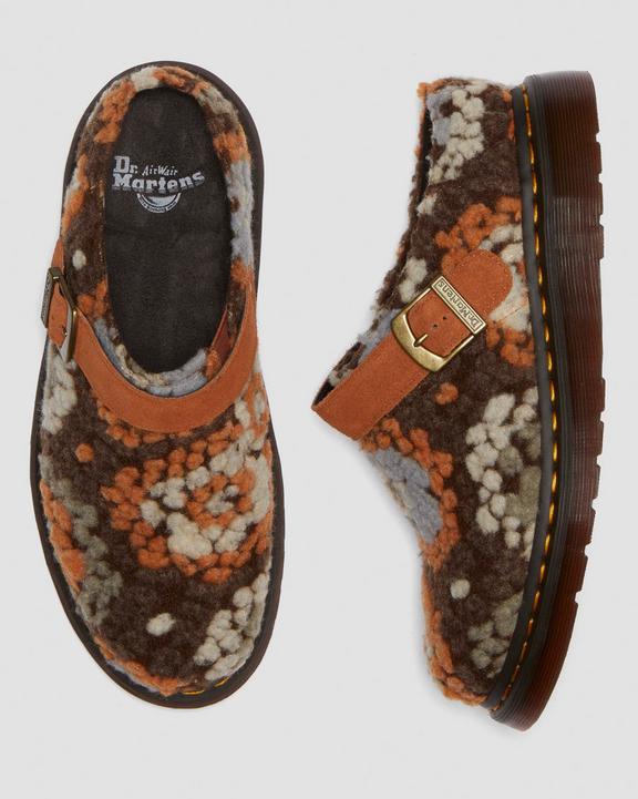 Dr. Martens Isham Crochet Wool Suede Mules Tan - Womens