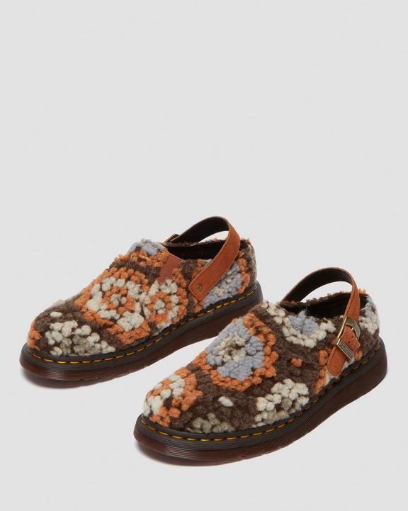 Dr. Martens Isham Crochet Wool Suede Mules Tan - Womens