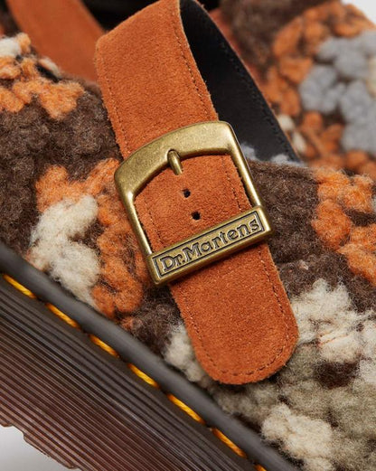 Dr. Martens Isham Crochet Wool Suede Mules Tan - Womens