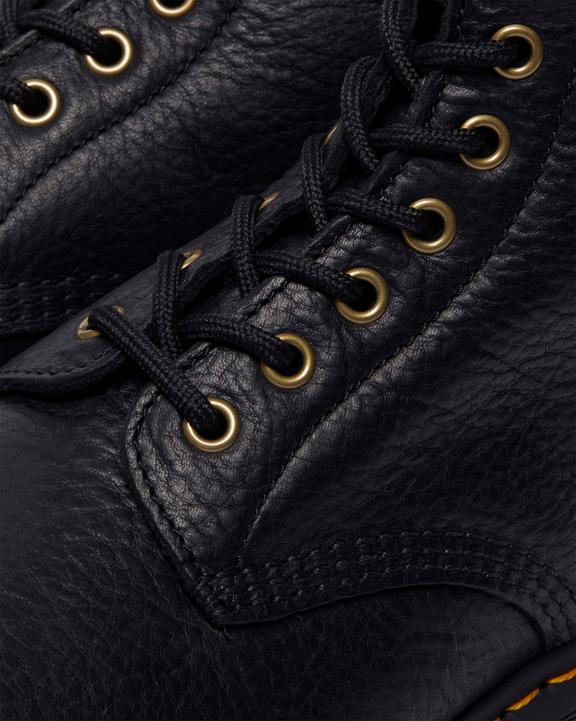 1460 Faux Fur Lined Grizzly Leather Lace Up Boots - Black - Mens