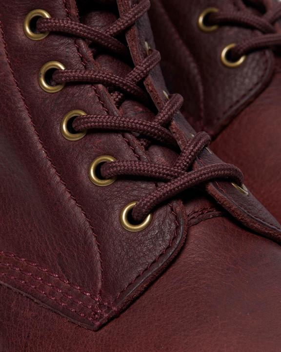 Dr. Martens 1460 Faux Fur Lined Grizzly Leather Lace Up Boots Cherry Red - Womens