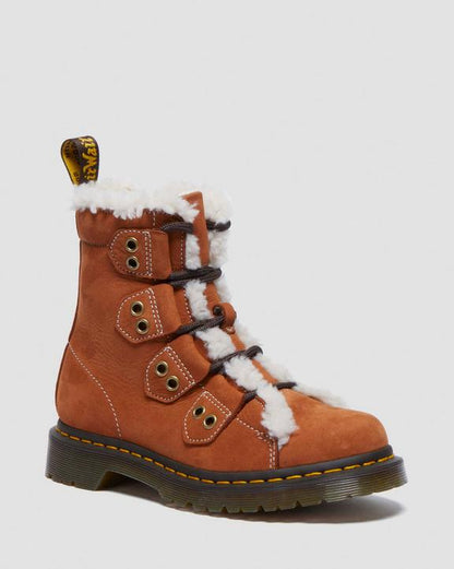 Dr Martens Women'S 1460 Lace To Toe Fur Lined Buttersoft Lace Up Boots - Tan