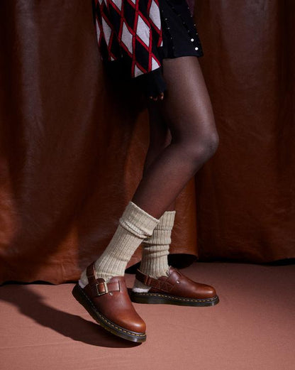 Dr Martens Jorge Ii Ambassador Faux Fur Lined Slingback Mules - Cashew