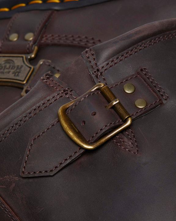 Dr. Martens Anistone Hi Leather Biker Boots Dark Brown - Womens