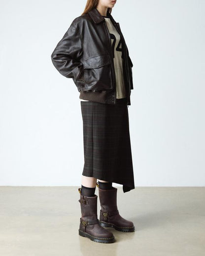 Dr Martens Anistone Hi Leather Biker Boots - Dark Brown