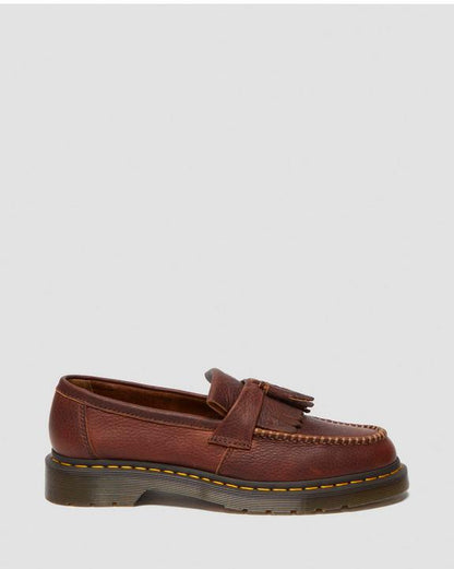 Dr. Martens Adrian Yellow Stitch Ambassador Leather Loafers Cashew - Womens