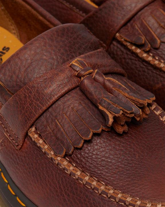 Dr. Martens Adrian Yellow Stitch Ambassador Leather Loafers Cashew - Womens
