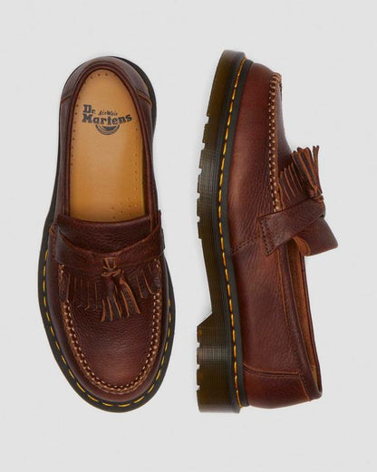 Dr. Martens Adrian Yellow Stitch Ambassador Leather Loafers Cashew - Womens