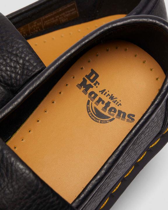 Dr. Martens Adrian Yellow Stitch Ambassador Leather Loafers Black - Womens