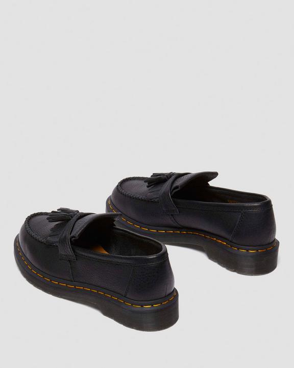 Dr. Martens Adrian Yellow Stitch Ambassador Leather Loafers Black - Womens