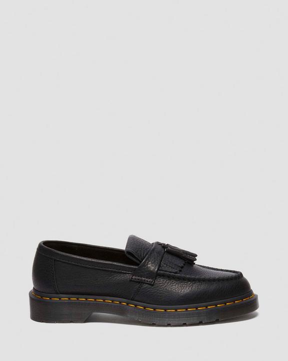 Dr. Martens Adrian Yellow Stitch Ambassador Leather Loafers Black - Womens