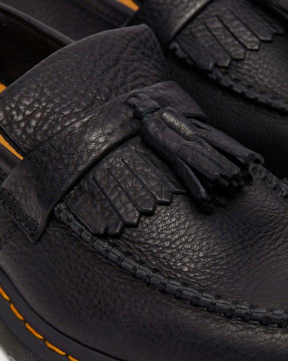 Dr. Martens Adrian Yellow Stitch Ambassador Leather Loafers Black - Womens