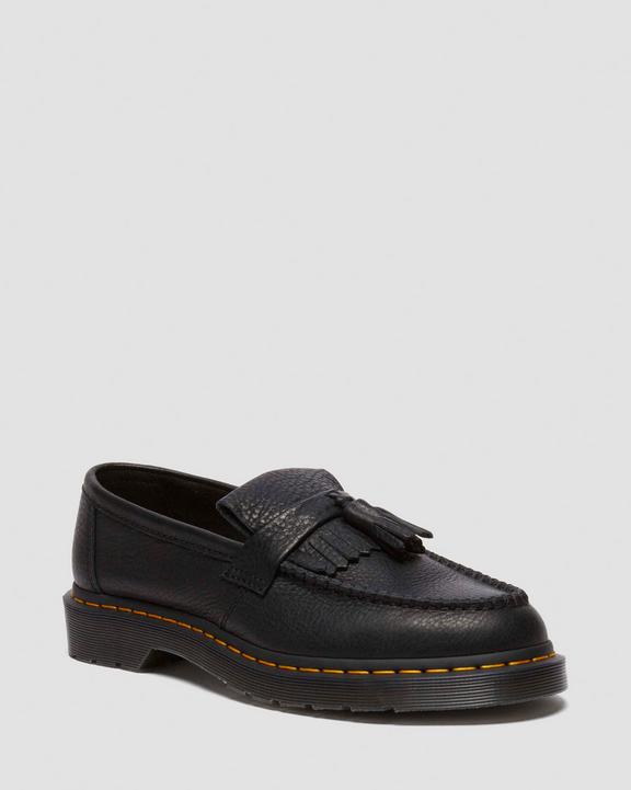 Dr. Martens Adrian Yellow Stitch Ambassador Leather Loafers Black - Womens