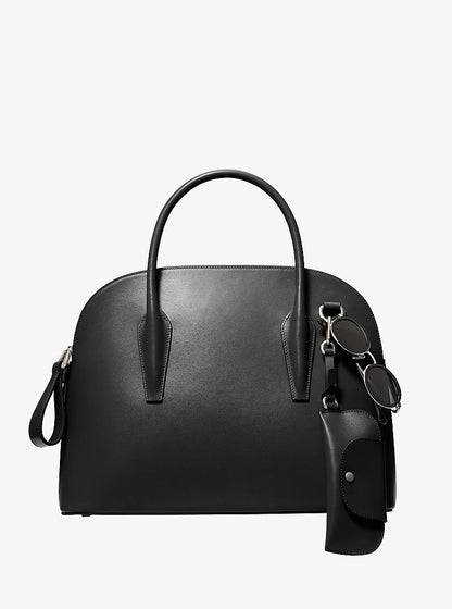 Kaitlin Large Leather Dome Satchel Black Black