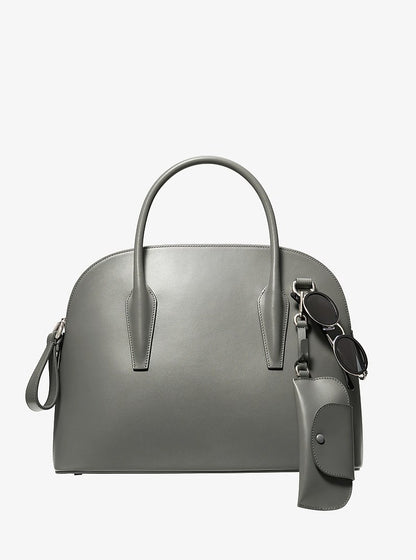Kaitlin Large Leather Dome Satchel Pewter Pewter