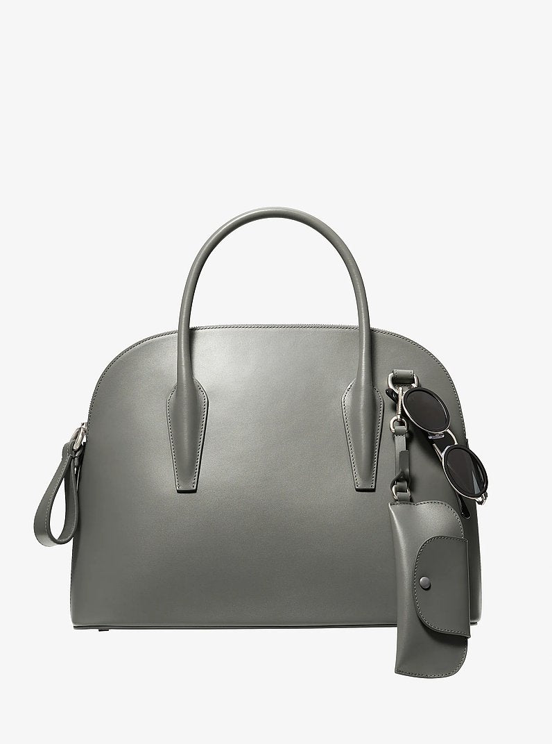 Kaitlin Large Leather Dome Satchel Pewter Pewter