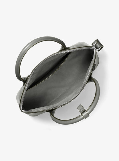 Kaitlin Large Leather Dome Satchel Pewter Pewter