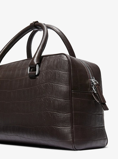 Kasia Medium Crocodile Embossed Leather Satchel Chocolate Chocolate