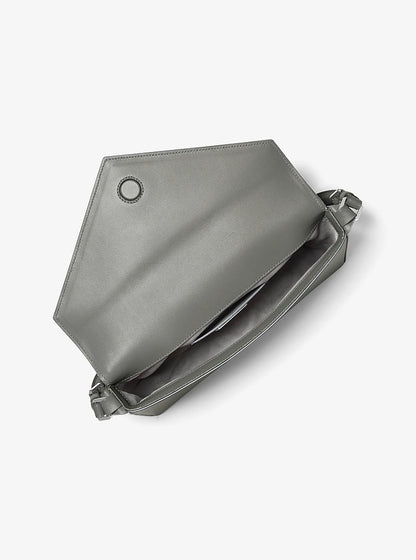 Manhatta Large Leather Bag Pewter Pewter