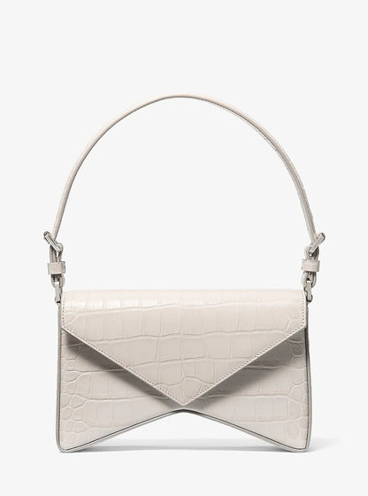 Manhatta Medium Crocodile Embossed Leather Bag Oyster Oyster