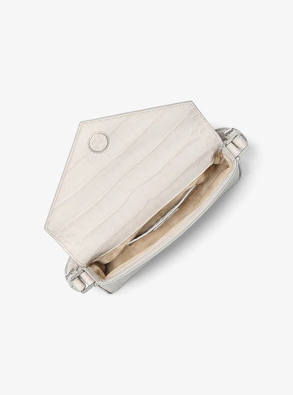 Manhatta Medium Crocodile Embossed Leather Bag Oyster Oyster