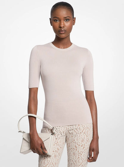 Manhatta Medium Crocodile Embossed Leather Bag Oyster Oyster