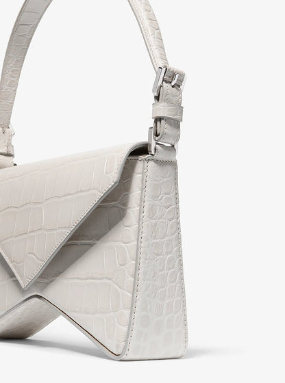 Manhatta Medium Crocodile Embossed Leather Bag Oyster Oyster