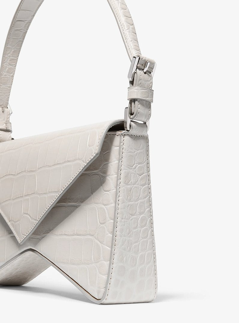 Manhatta Medium Crocodile Embossed Leather Bag Oyster Oyster