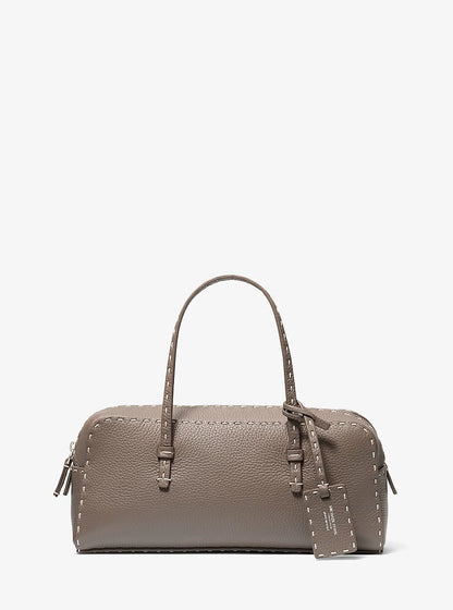 Roberta Hand-Stitched Pebbled Leather Satchel Mocha Mocha